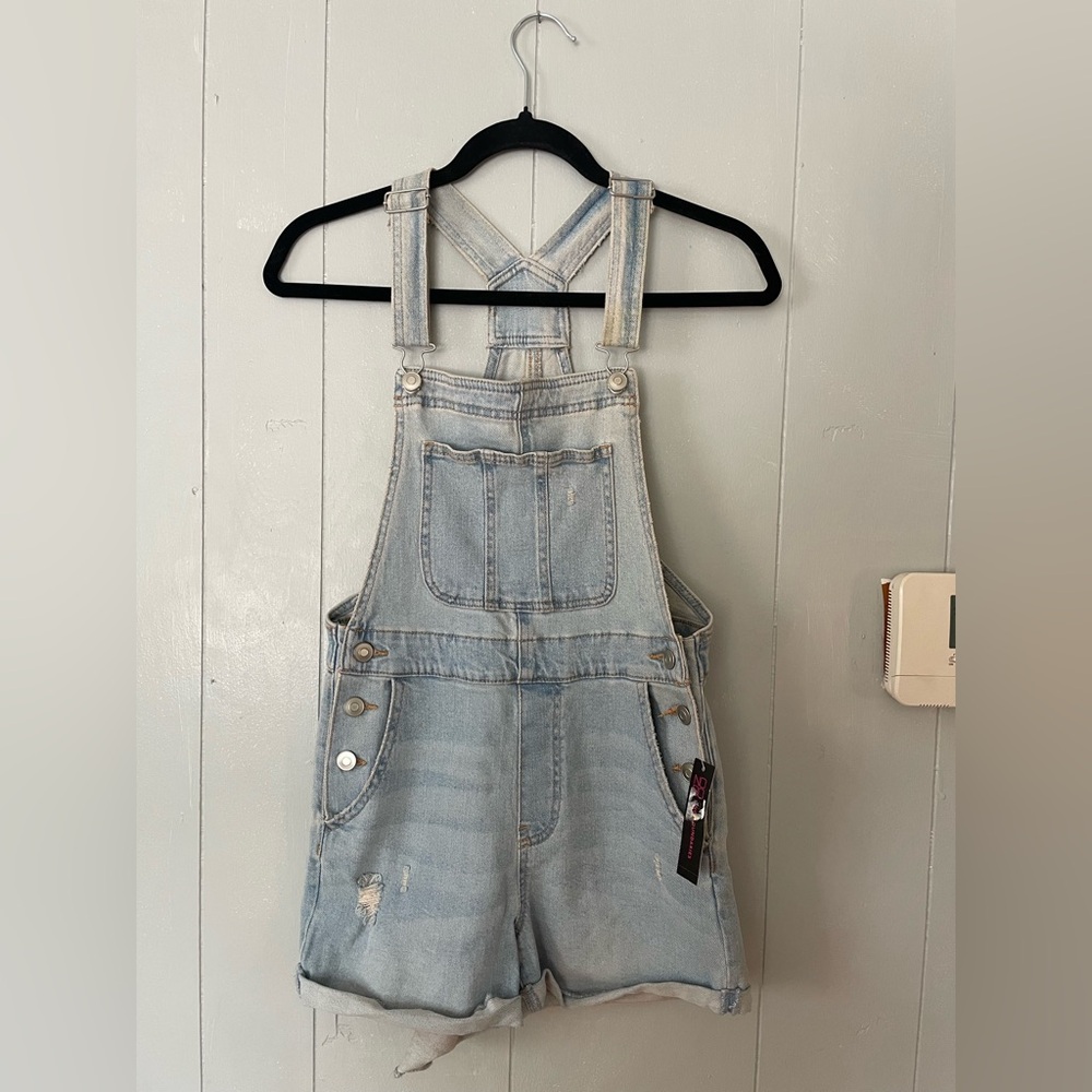 No Boundaries Light Blue Denim Overalls